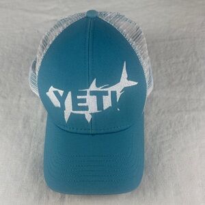 YETI Teal and White Shark Logo Cap